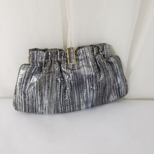 Vintage Varon silver reptile texture hinged convertible clutch/shoulder bag